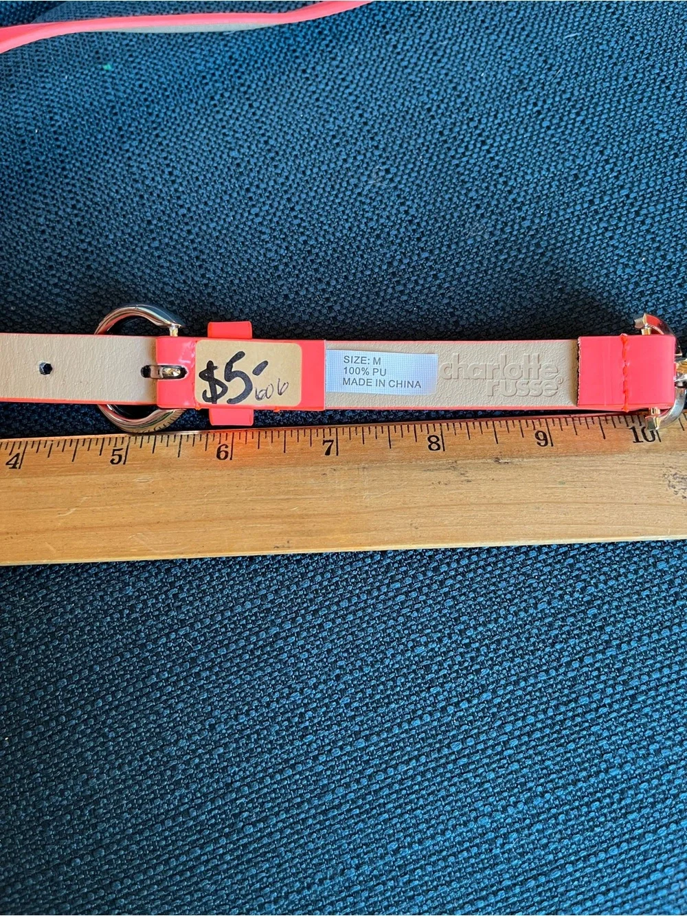 Charlotte Russe Pink and Cream Adjustable Chain-Accent Belt
